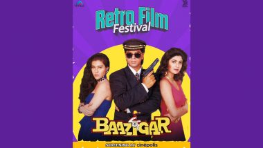 Shah Rukh Khan आणि Kajol स्टारर ब्लॉकबस्टर बाजीगर पुन्हा एकदा मोठ्या पडद्यावर पाहण्याची संधी,  रेट्रो फिल्म फेस्टिव्हलमध्ये होणार स्पेशल स्क्रीनिंग!