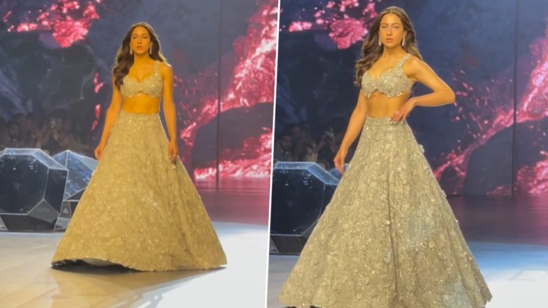Sara Ali Khan Ramp Walk: सारा अली खानने केला रॅम्प वॉक; भाजलेले पोट पाहून चाहते झाले आश्चर्यचकित, चाहते म्हणाले, 'शेरनी आहे' (Watch Video)