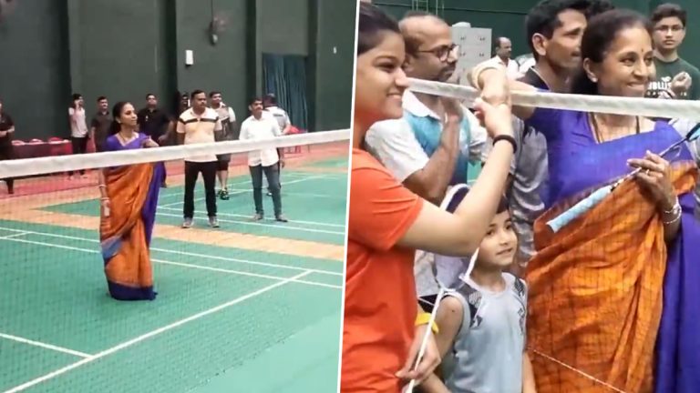 Supriya Sule Plays Badminton: प्रचारादरम्यान सुप्रिया सुळे दिसल्या बॅडमिंटन खेळताना (Watch Video)