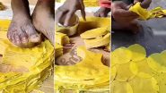 Papad Making Viral Video: OMG! चक्क पायाच्या साहाय्याने बनवला जातोय पापड, व्हिडिओ पाहून नेटीकरी हैराण, पहा व्हिडिओ