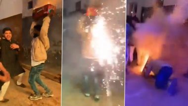 Viral Video: 'खतरों के खिलाडी', फटाक्यांचा बॉक्स डोक्यावर घेऊन नाचत होता, पाहा पुढे काय घडलं