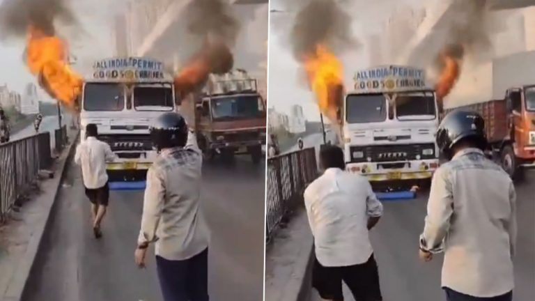 Thane Fire Video: मानपाडा येथे तेल वाहून नेणाऱ्या टॅंकरला आग, रस्त्यावर वाहतूक सेवा विस्कळीत