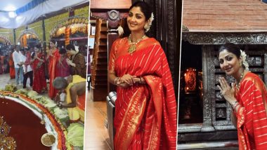 Shilpa Shetty Watches Daiva Kola in Mangaluru:  बॉलिवूड अभिनेत्री शिल्पा शेट्टीने आपल्या मुलांसह मंगळुरूमध्ये केली पूजा; मंदिरात अर्पण केला चांदीचा कलश