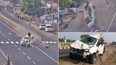 Accident News : तमिळनाडूमधील विरुधुनगर-मदुराई महामार्गावर अपघाताचा थरार, भरधाव कारची दुचाकीला धडक; पाच ठार (Watch Video)