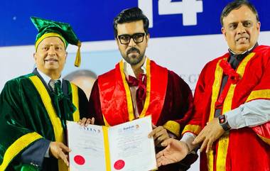 Ram Charan Awarded Honorary Doctorate In Literature: राम चरणला वयाच्या 39 व्या वर्षी मिळाली मानद पदवी; पदवीदान समारंभातील फोटो व्हायरल, See Pic