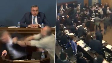 Chaotic Fight In Georgia Parliament: जॉर्जियाच्या संसदेत विदेशी एजंट लॉ वर चर्चेदरम्यान खासदारांमध्ये हाणामारी, पहा व्हिडिओ