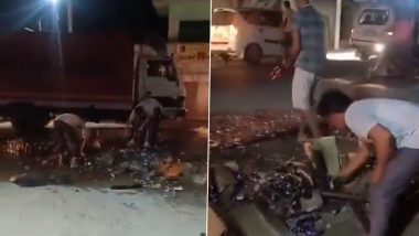 UP: बिजनौरमध्ये दारूच्या बाटल्यांनी भरलेल्या ट्रकचा अपघात; जखमींनी मदत करण्याऐवजी लोकांनी सुरु केली लुट, व्हिडिओ व्हायरल (Watch)