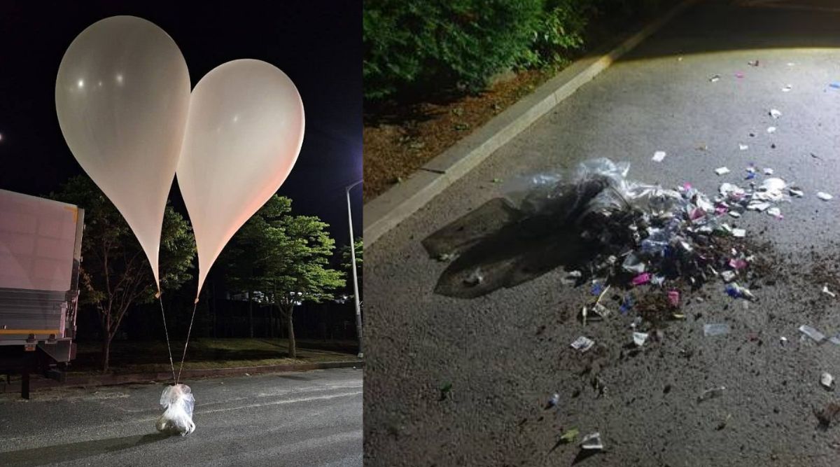 North Korea Sends Balloons Filled With Trash: उत्तर कोरियाचे घृणास्पद कृत्य; दक्षिण कोरियामध्ये पाठवले कचरा, मल-मुत्राने भरलेले 200 हून अधिक फुगे, पहा व्हिडिओ (Watch)