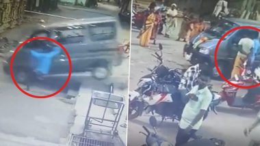 Newly Purchased Car Crashes Temple Pillar: पूजेसाठी मंदिरात आणलेली नवीकोरी कार आदळी खांबावर (Watch Video)
