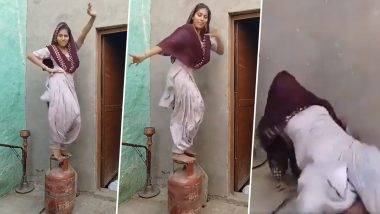 Viral Video: रील बनवण्यासाठी सिलिंडरवर चढून करत होती डान्स, पुढे जे झाले ते पाहून बसेल धक्का