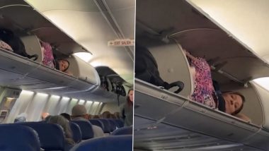 Woman Takes Nap in Overhead Compartment: विमानात सामान ठेवण्याच्या जागेवर महिलेचा झोपून प्रवास; साउथवेस्ट एअरलाइन्समधील घटना, सहप्रवाशांकडून व्हिडिओ रेकॉर्ड (Watch Video)