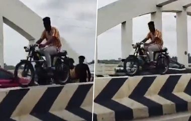 Trichy Man Performs Bike Stunt: फिल्मी स्टाईल स्टंट, पुलावर असलेल्या डिव्हायडरवर चालवली बाईक, तमिळनाडू येथील घटना