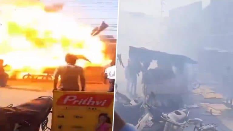 Tamil Nadu Gas Cylinder Explosion: सिलेंडरच्या स्फोटामुळे समोसाच्या दुकानाला आग, सह जण गंभीर जखमी, तिरुनेवली येथील घटना (Watch Video)