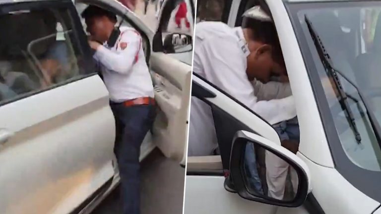 Viral Video: फरिदाबादमध्ये ट्रॅफिक सिग्नल सुरू असताना चालकाने इन्स्पेक्टरला गाडीतून ओढत नेले; पहा धक्कादायक व्हिडिओ