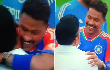 Hardik Pandya Hugs Jay Shah: टीम इंडिया बनली T20 क्रिकेटची नवी चॅम्पियन; दक्षिण आफ्रिकेचा पराभव केल्यानंतर हार्दिक पांड्याने BCCI सचिव जय शहांना मारली मिठी (Video)