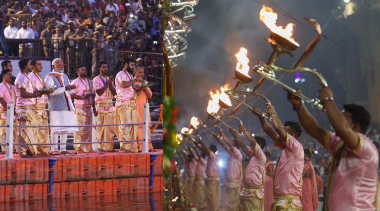 Ganga Aarti in Varanasi: वाराणसीतील दशाश्वमेध घाटावर PM Narendra Modi यांच्या उपस्थितीत पार पडली गंगा आरती (Watch Video)