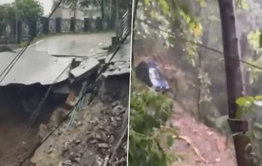 Landslide in Sikkim: सिक्कीममधील लाल बाजार येथे भूस्खलनात रस्ता वाहून गेला; वाहतूक व्यवस्था कोलमडली (Watch Video)