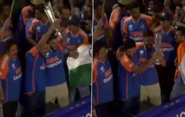 Rohit Sharma-Virat Kohli Lifting Trophy: चॅम्पियन्स मरीन ड्राइव्हवरून विजय रथवर स्वार, रोहित शर्मा आणि विराट कोहलीने एकत्र ट्रॉफी उचलली; पाहा व्हिडिओ