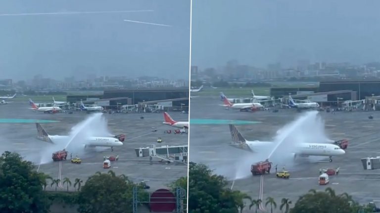 Team India's Flight Gets Water Salute At Airport: विमानतळावर उतरताच टीम इंडियाच्या फ्लाइटला देण्यात आलं वॉटर सॅल्युट, पाहा व्हिडिओ