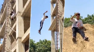 Video: रील बनवण्यासाठी जीव धोक्यात घालून तरुणाने बिल्डिंगवरून मारली उडी, पुढे जे झाले ते पाहून बसेल धक्का
