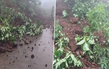 Sinhagad Fort: पुण्यात सिंहगड घाटात कोसळली दरड; किल्ल्यावर जाणारा रस्ता बंद(Watch Video)