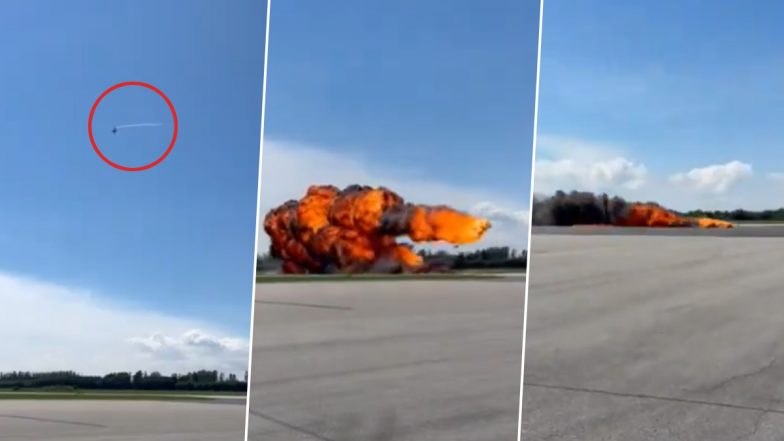 Plane Crash in Poland: उत्तर पोलंडमध्ये प्रशिक्षणादरम्यान फायटर जेट झाले  क्रॅश; हवेत घेतला पेट, पहा धक्कादायक व्हिडिओ (Watch)