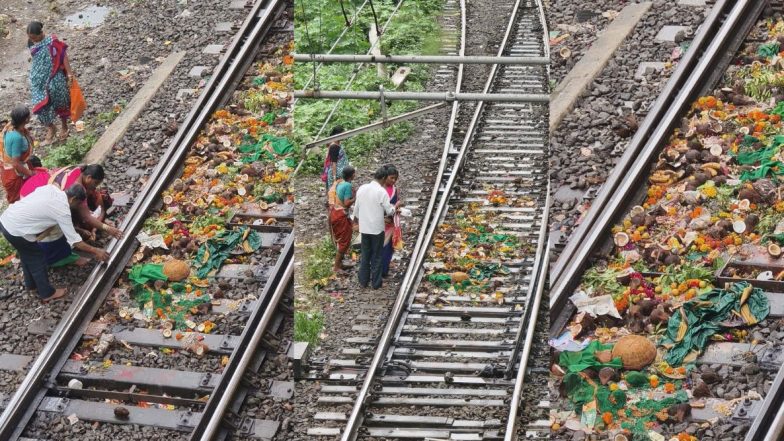 Shravan Puja Performed On Railway Tracks: मुंबईच्या चेंबूरजवळील रेल्वे ट्रॅकवर श्रावण पूजा करताना दिसले भाविक; फोटो व्हायरल झाल्यानंतर RPF ने केली कारवाई