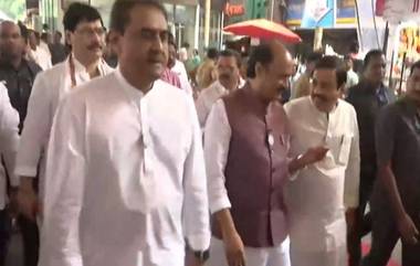 Ajit Pawar at Siddhivinayak Temple: राष्ट्रवादी काँग्रेस पक्षाच्या प्रमुख नेत्यांसह अजित पवार पोहचले सिद्धिविनायकाच्या दर्शनाला