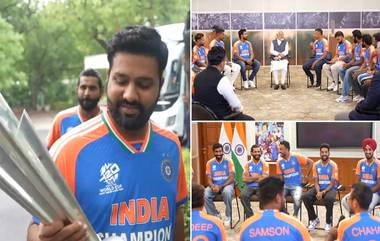 Team India T20 World Cup Celebration: कॅप्टन  Rohit Sharma, कोच Rahul Dravid सह टीम इंडिया ने घेतली पंतप्रधान Narendra Modi यांची भेट ( Watch Video)  