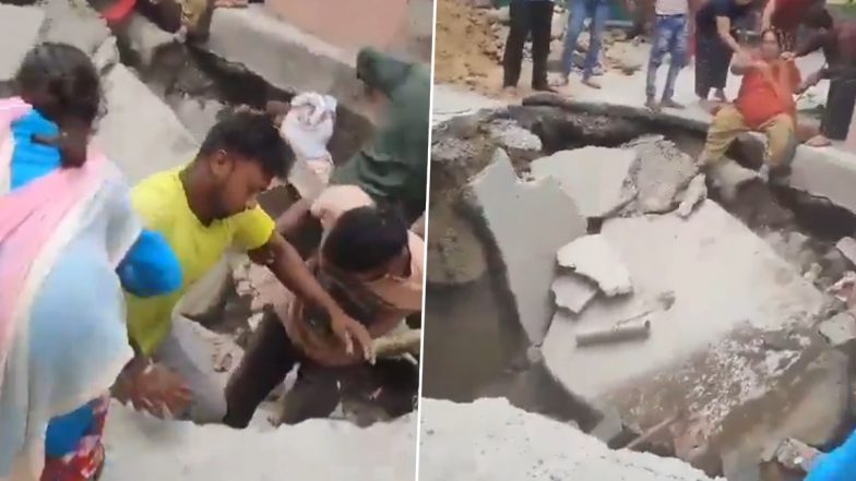 Saharanpur: उत्तर प्रदेशातील सहारनपूरमधील घटना,वर्षभरापूर्वी बनवलेला रस्ता 20 फूट खचला, खड्ड्यात पडून नगरसेवकासह 6 जण जखमी