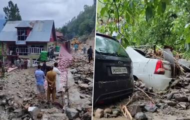 Cloudburst Flooding in Ganderbal: ढगफुटीमुळे श्रीनगर कारगिल महामार्ग विस्कळीत; अनेक वाहनांना पुराचा तडाखा, श्रीनगर-लेह महामार्ग बंद (Watch Video)